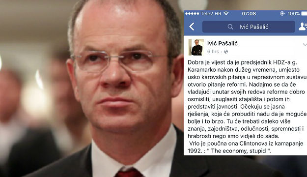 Pašalić pohvalio Karamarka uz Clintonovu izreku - "The economy, stupid"