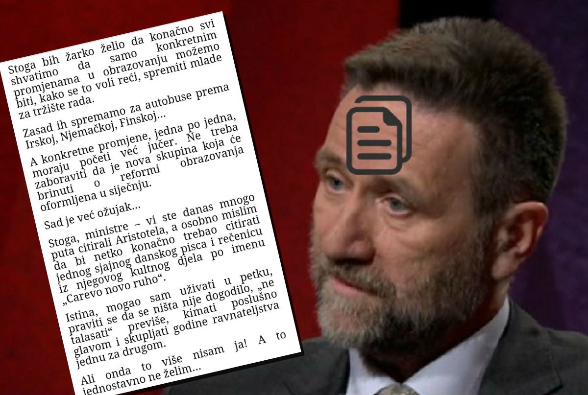 RAVNATELJ PISAO BARIŠIĆU "Djecu ne spremamo za tržište rada, nego za autobuse za Irsku. Dokad?"