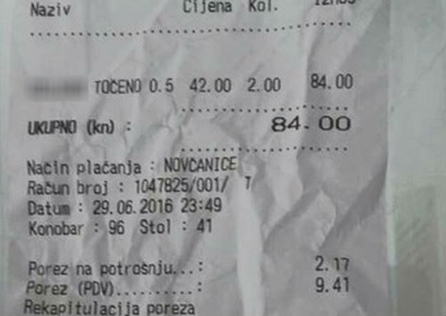 FOTO Gost u Splitu platio dva točena piva 84 kune