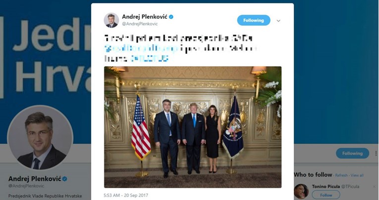 Plenković u preuskom sakou pozirao s Trumpom i Melanijom pa objavio nepismeni tvit