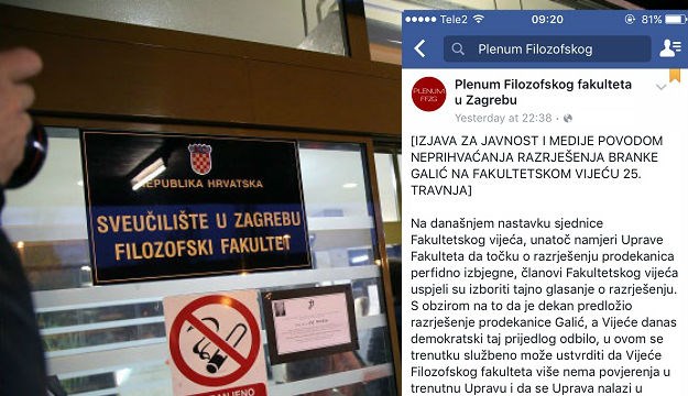 Plenum FF-a: Vijeće nema povjerenja u Upravu, ugroženo je funkcioniranje fakulteta