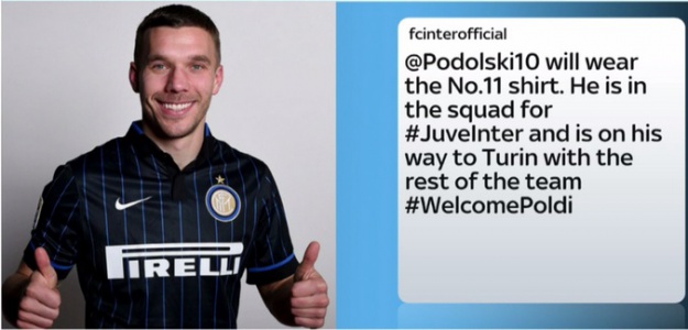 Podolski na posudbi u Interu, može igrati već u utorak protiv Juventusa