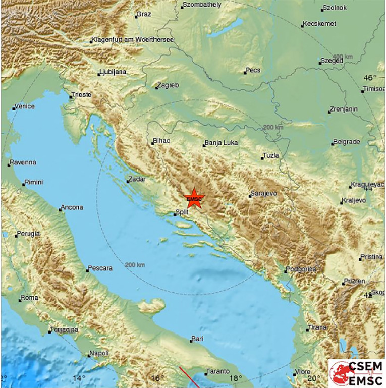 Sinj i Split se noćas tresli, epicentar potresa bio je u BiH