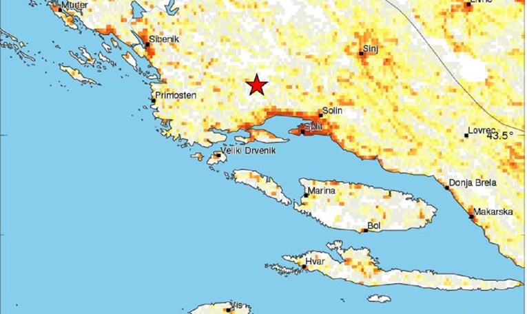 Potres u srednjoj Dalmaciji, zatreslo je 18 kilometara od Splita