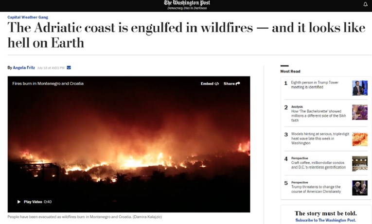 The Washington Post o požaru u Dalmaciji: "Ovo izgleda kao pakao na Zemlji"