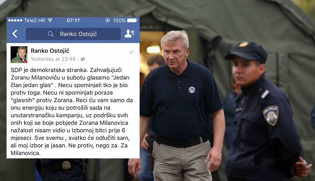 Ostojić podržao bivšeg šefa Vlade: Oni se boje pobjede Zorana Milanovića