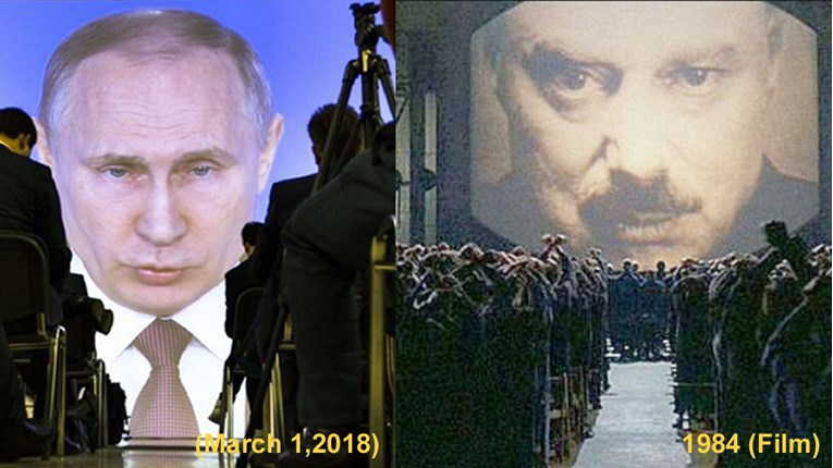 Na jednoj slici je Putin, a na drugoj Orwellov Veliki Brat. Uočavate li sličnosti?