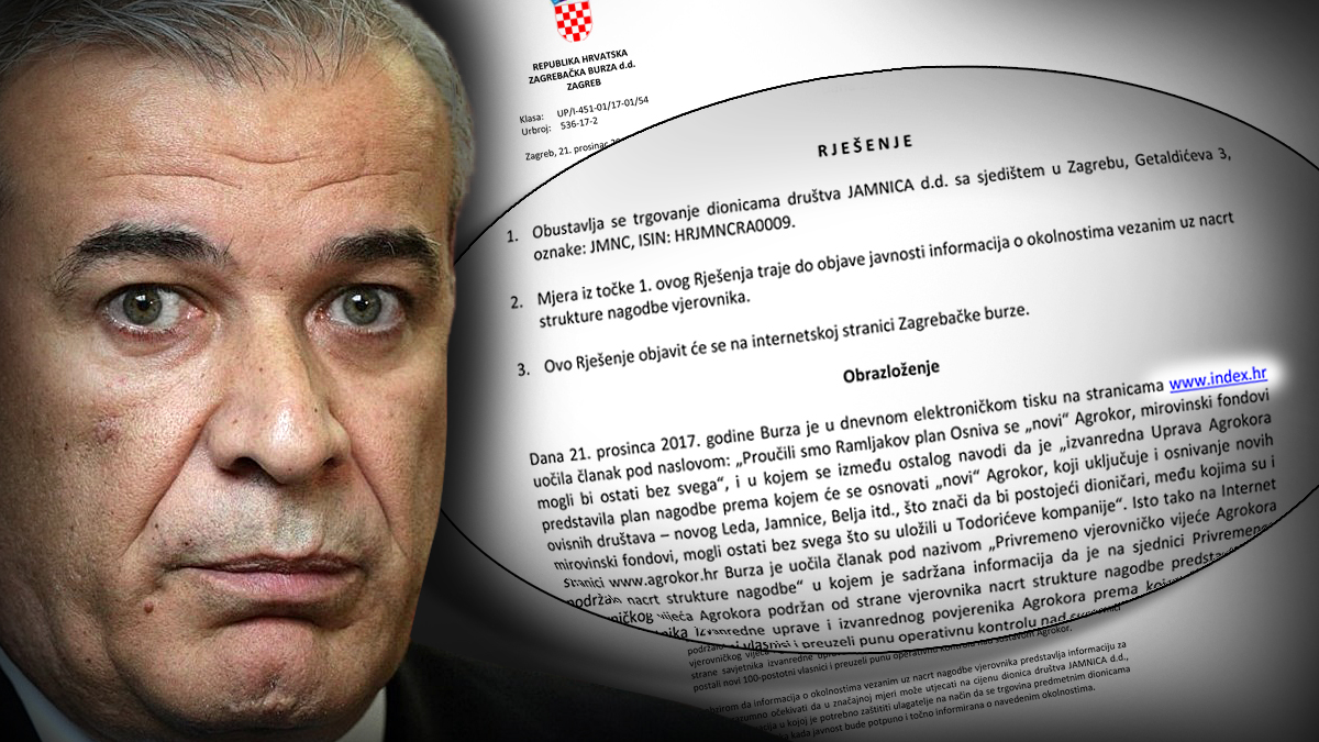 Nakon članka na Indexu obustavljeno trgovanje dionicama Agrokorovih kompanija na Zagrebačkoj burzi