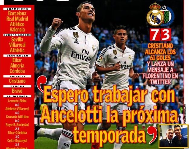 Svjetske naslovnice: Ancelotti prema Milanu, Ronaldo ga želi i dalje u Realu