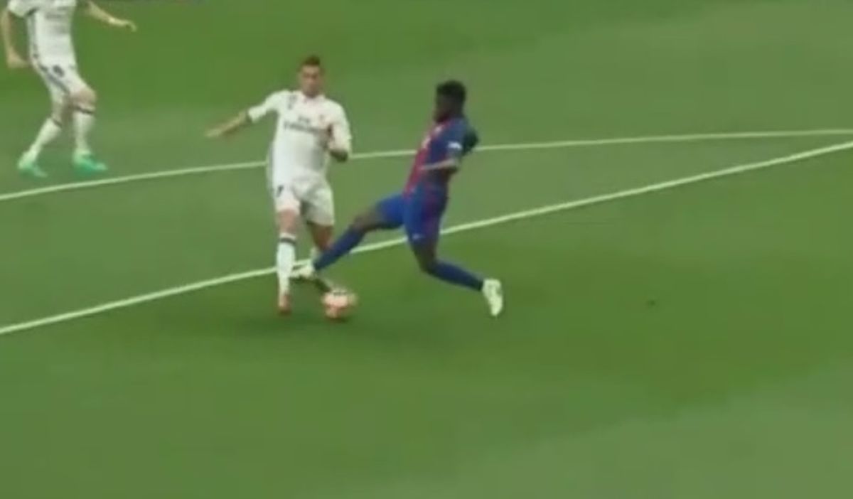 REAL OŠTEĆEN ZA PENAL Pogledajte kako je Umtiti srušio Ronalda u El Clasicu