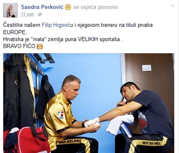 Sandra Perković čestitala Hrgoviću: "Hrvatska je mala zemlja VELIKIH sportaša"