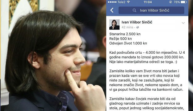 Sinčić: Kakav čovjek morate biti da uzimate od gladnog naroda i poput hrčka novac taložite na svoj račun?