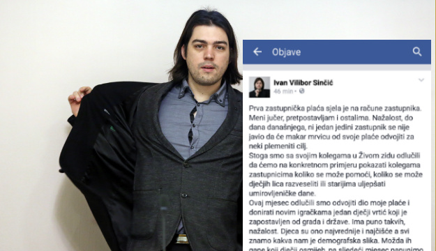 Ivan Vilibor Sinčić donira dio zastupničke plaće za nabavku igračka za dječji vrtić