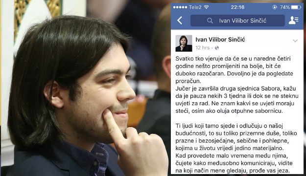 Sinčić o kolegama u Saboru: Prazne, bezosjećajne, pohlepne i sebične duše