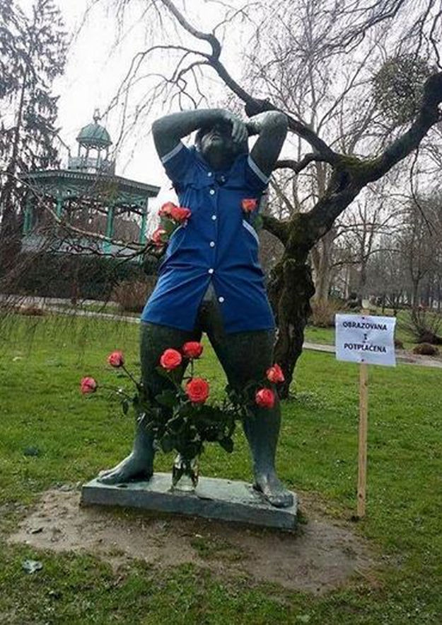 Za Dan žena skulptura u koprivničkom parku osvanula u novom ruhu