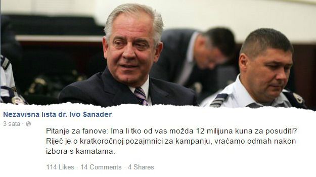 Sanaderova lista osvanula na Facebooku: “Da čujem, koga treba pobijediti na izborima?"