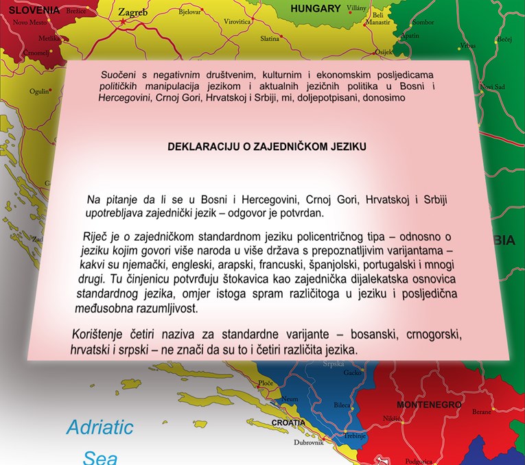 Ovo je Deklaracija o zajedničkom jeziku jer u "Srbiji, Hrvatskoj, Crnoj Gori i BiH govorimo istim jezikom"