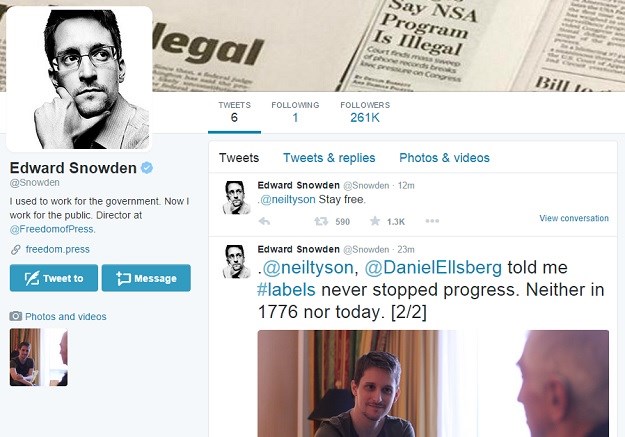 Snowden otvorio Twitter profil, odmah skupio stotine tisuća sljedbenika
