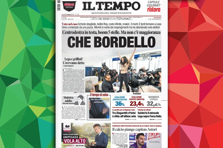 FOTO Naslovnica Il Tempa govori sve o talijanskim izborima