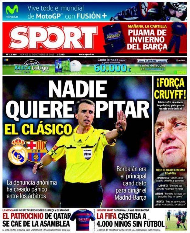 Svjetske naslovnice: Nitko ne želi suditi El Clasico