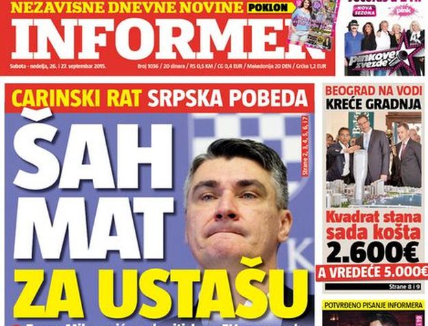 Komšije slave zbog granice: Srbija dobila rat protiv Hrvatske