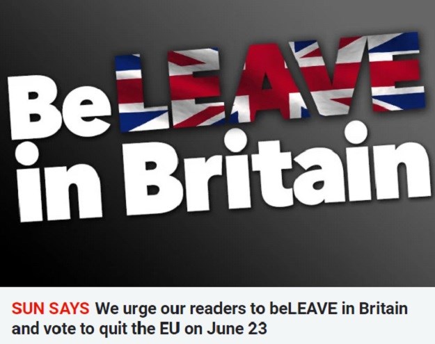 Bitka za Britaniju: The Sun pozvao čitatelje da glasaju za napuštanje EU