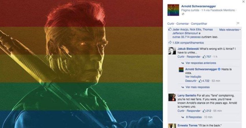 Naravno da Terminator ima savršen odgovor za homofoba koji mu se obratio na Facebooku