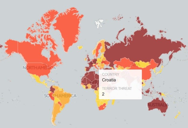 KARTA TERORA Pogledajte koje su zemlje u Europi najugroženije, koje najsigurnije i gdje je Hrvatska