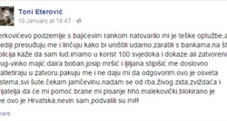Eterović privoren da ne utječe na svjedoke, a objavljuje statuse na Facebooku?