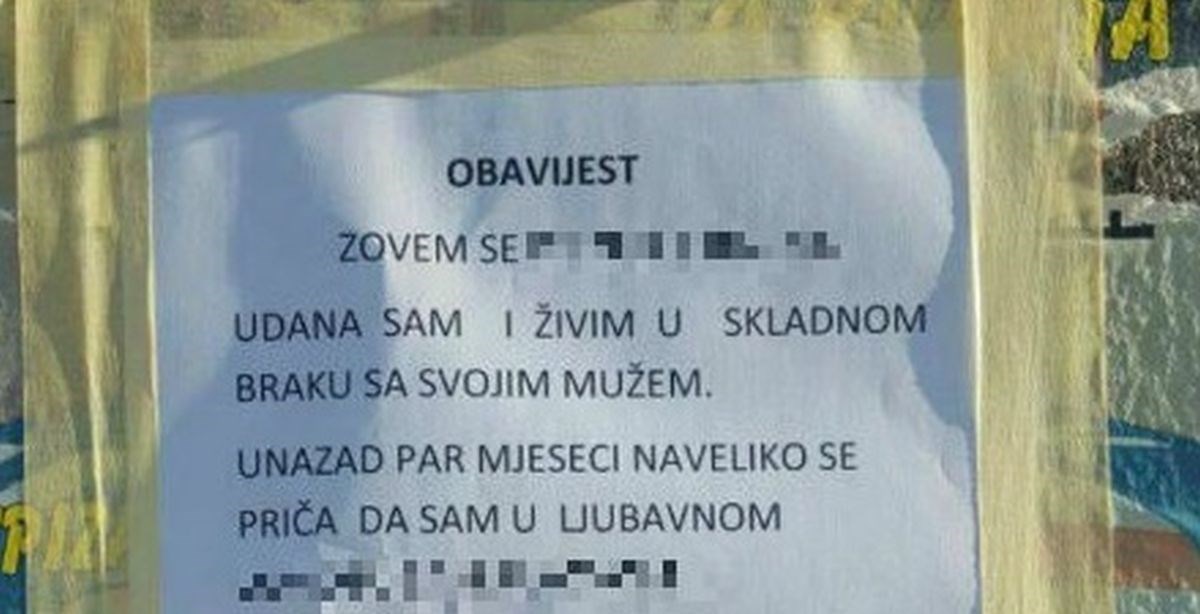 Ljubavna drama u Trogiru: Žena zalijepila obavijest da ne vara muža i nasmijala cijelu Dalmaciju