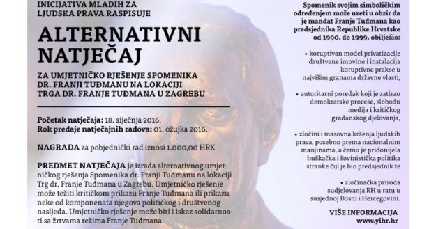 Alternativni natječaj za spomenik Tuđmanu: "Neka se njime obilježi mračno razdoblje naše povijesti"