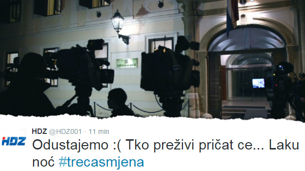 HDZ na Twitteru: Odustajemo... Laku noć