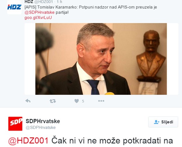 HDZ i SDP ratuju na Twitteru: "Ako čak ni HDZ ne može krasti, znači da je sustav siguran"