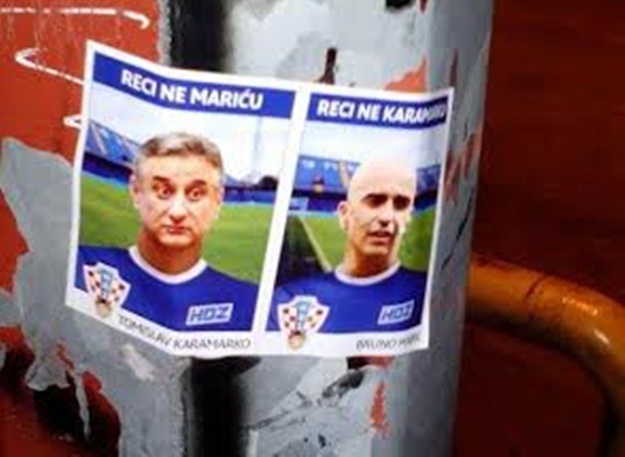 Split oblijepljen sličicama Mamića, Karamarka i suca Marića u dresovima HDZ-a: "Recite im ne!"