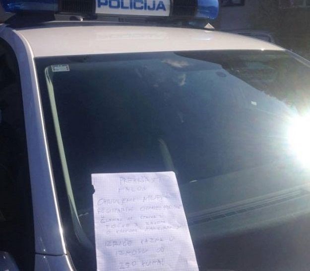 Policajci o kazni za parkiranje koju su im zalijepili srednjoškolci: Za nas zakon ne vrijedi