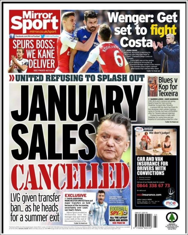 Svjetske naslovnice: United zabranio kupovinu igrača Van Gaalu