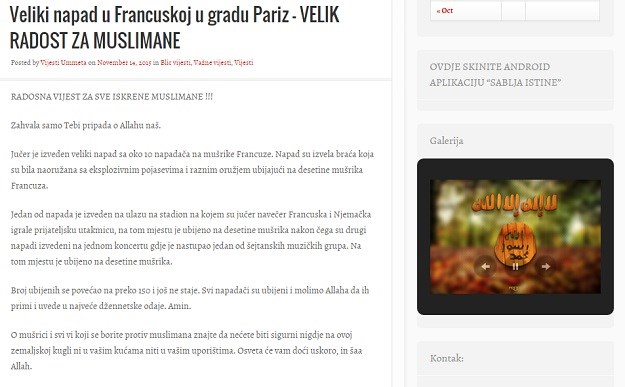 Islamistički portal na bošnjačkom jeziku pokolj u Parizu nazvao "radosnom viješću"