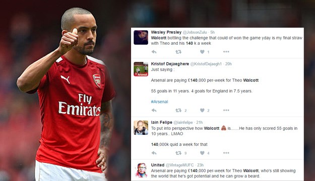 Navijači Arsenala popljuvali Walcotta: "Zarađuje 140 tisuća funti tjedno, a izbjegava loptu"