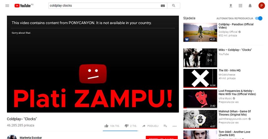 Da, ZAMP-ovi uhljebi mogu vas oderati i ako puštate glazbu s YouTubea