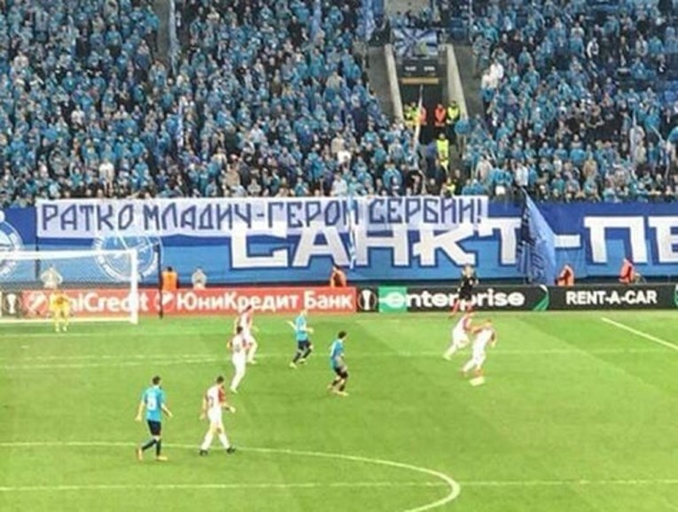 "RATKO MLADIĆ, SRPSKI HEROJ" Zenitovi navijači ovom porukom sami sebi ispraznili stadion
