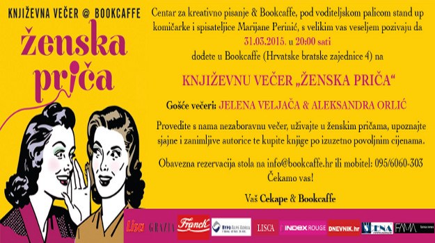 31.3.2015. “Ženska priča” ugostit će Jelenu Veljaču i Aleksandru Orlić