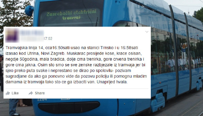 Djevojka užasnuta manijakom iz tramvaja: "Sjedao je preko puta žena i dirao se po spolovilu"