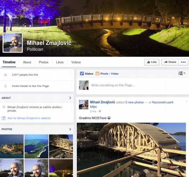 Zmajlović na Fejsu postavlja slike mostova uz natpis "Gradimo MOST-ove"