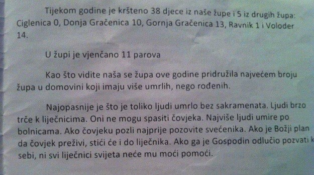 Župnik iz Volodera savjetuje: "Ako vam pozli prvo zovite svećenika, a ne doktora"
