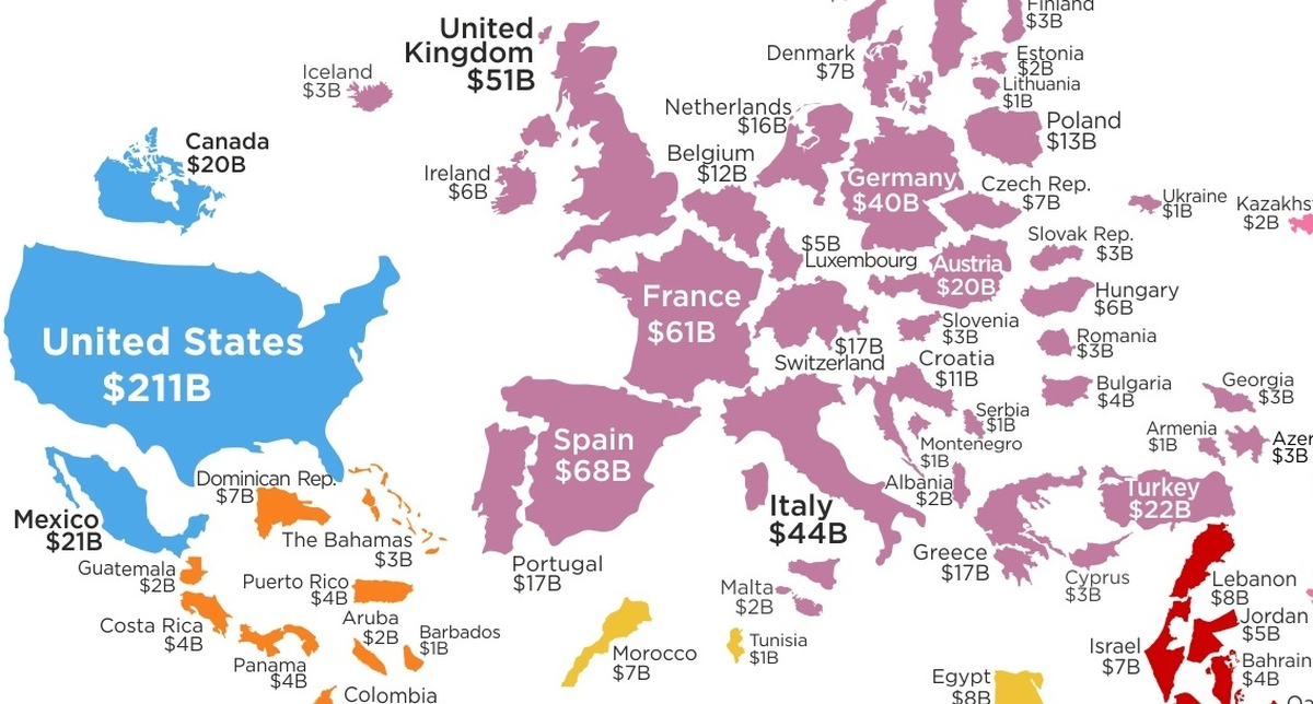 Ova karta otkriva koliko love turisti troše u Hrvatskoj, a koliko drugdje