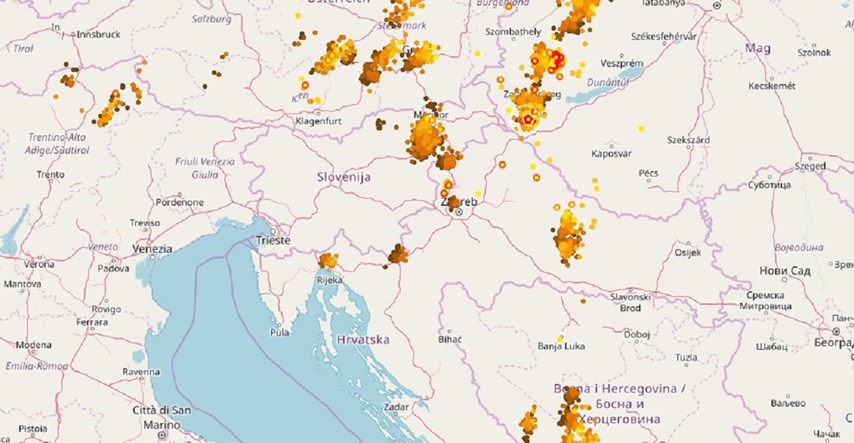 Stiže promjena vremena: Oluja u Sloveniji i Austriji, sijeva i nad Daruvarom