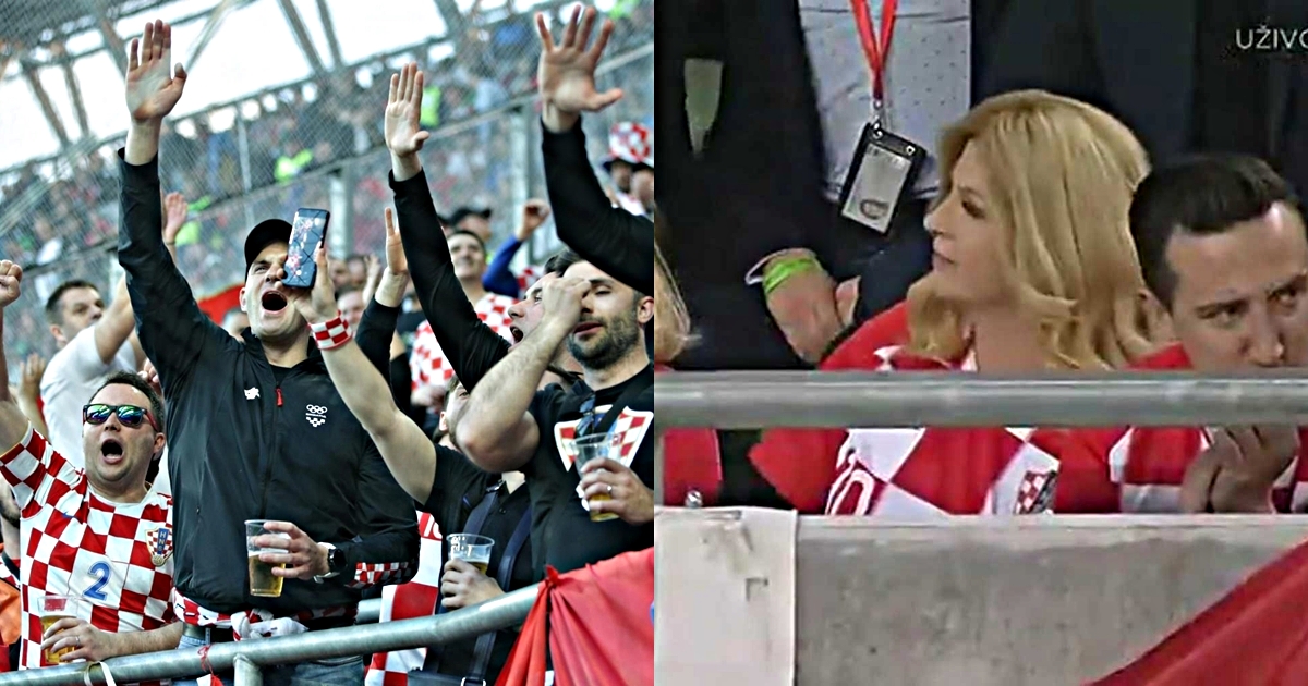 Navijači: "U boj, u boj!" Kolinda: "Za narod svoj!"