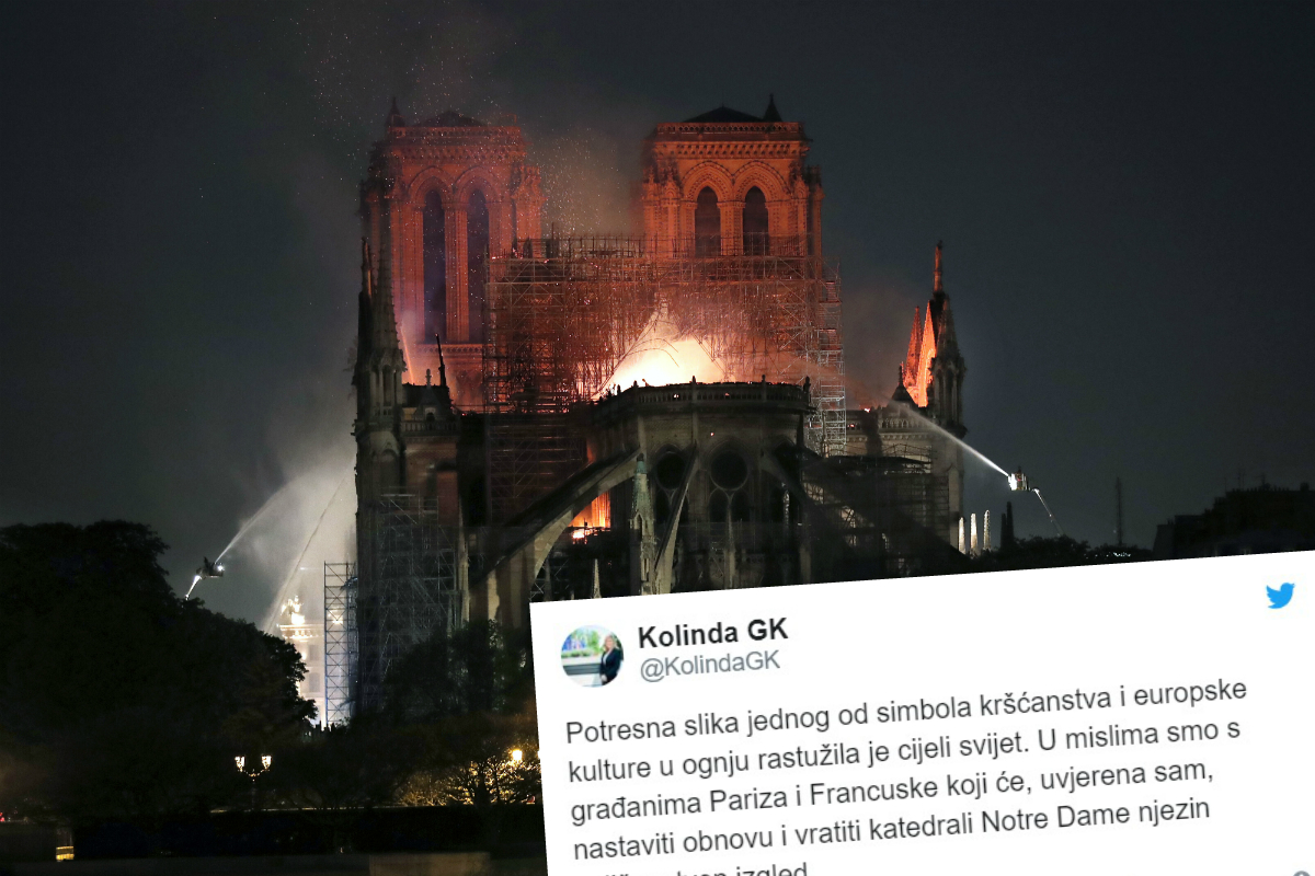 Kolinda: Uvjerena sam da će se Notre-Dameu vratiti veličanstven izgled