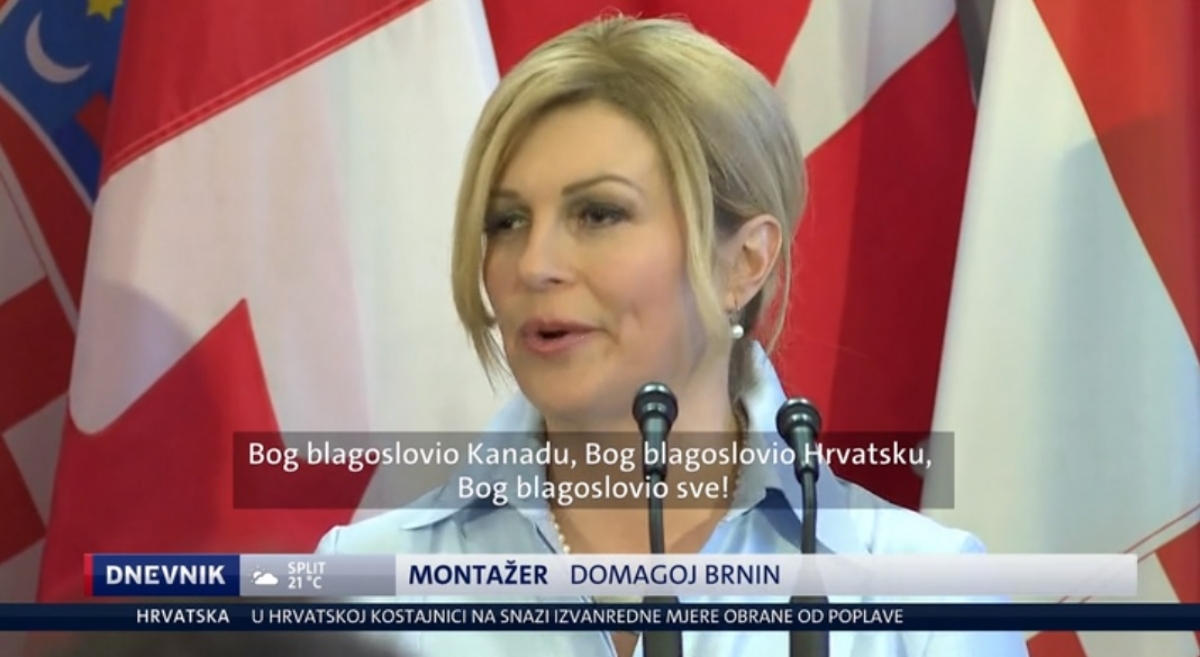 Kolinda: Bog blagoslovio Kanadu. Bog blagoslovio Hrvatsku. Bog blagoslovio sve.