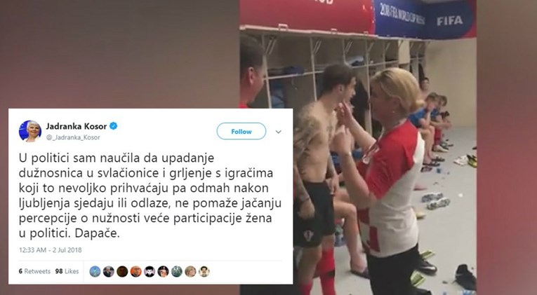 I Jadranka Kosor komentirala Kolindino grljenje znojnih nogometaša